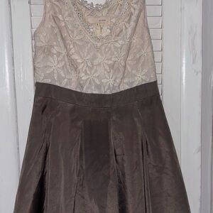 Elegant Cream and Brown dress